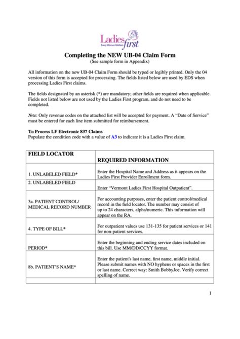 Completing The New Ub 04 Claim Form Printable Pdf Download