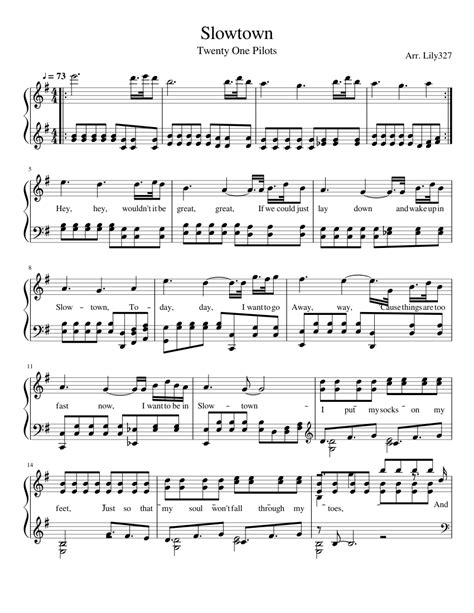 sheet music made by lily327 for piano slowtown by twenty one pilots piano sheet music letters