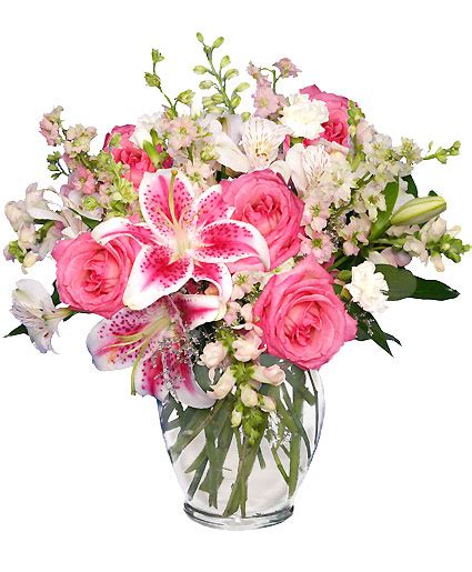 Pink And White Dreams Flower Arrangement In Albuquerque Nm Melbas Flowers