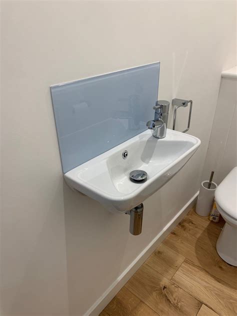 White Glass Bathroom Sink Splashback Made To Measure Coloured Acrylic