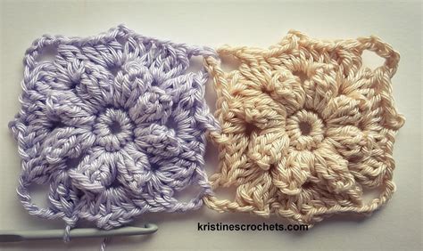 Kristinescrochets Popcorn Flower Square Motif Crochet Pattern