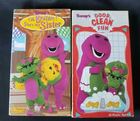 Barney Lot Of 2 90s Vhs Oh Brother Shes My Sister And Good Clean Fun