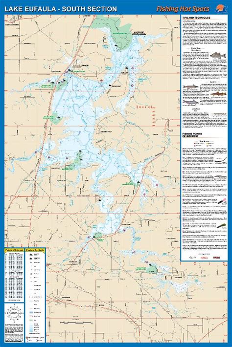 Lake Eufaula South Oklahoma South Of Hwy 9 Bridge Waterproof Map