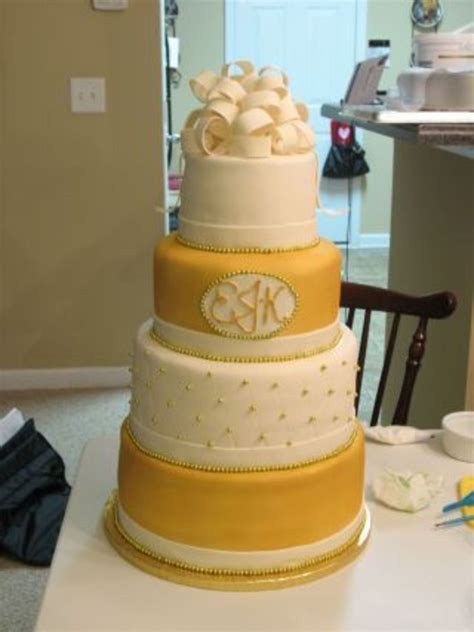 Ivory And Gold Wedding Cake