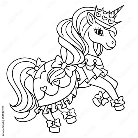 Unicorn Princess Isolated Coloring Page for Kids Stock Vector | Adobe Stock