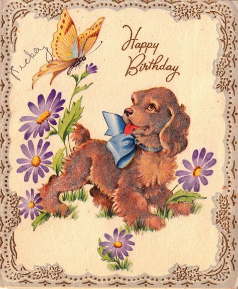 This delicious and free vintage. Vintage 1940s Happy Birthday Dog Card B25