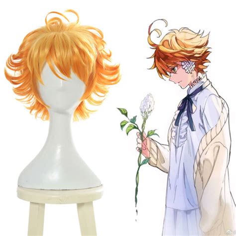 The Promised Neverland Emma Cosplay Wig Orange Ombre Hair Short Wavy