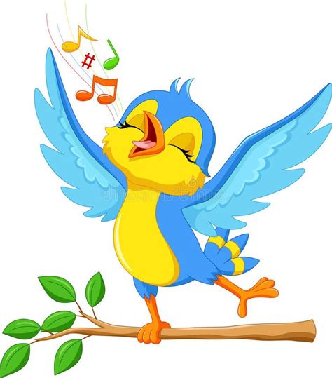 Cute Bird Singing Stock Illustration In 2020 Cartoon Birds Cute
