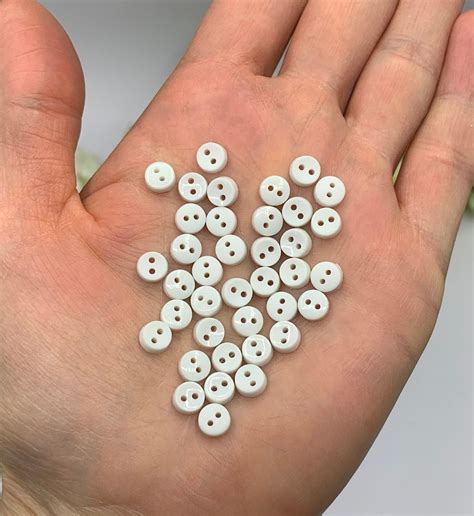 Tiny White Buttons 6mm Round 2 Hole Small White Buttons Doll Etsy