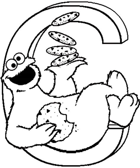 49 cookie monster coloring page, cookie monster / cookie. C Is For Cookie Monster Coloring Pages : Coloring Sky
