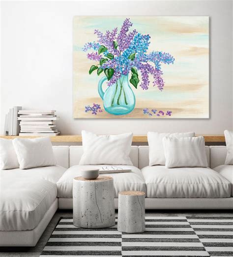 Glass Pitcher Lilac Bouquet Canvas Wall Art Sherri Blum