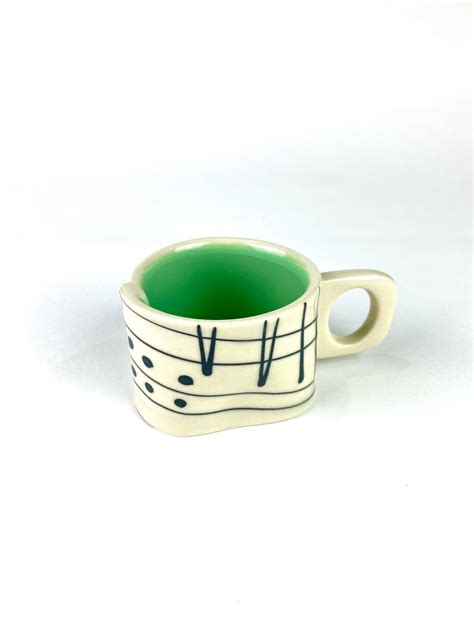 Espresso Cup Soft Grid Turquoise — Wilcoxson Brooklyn Ceramics