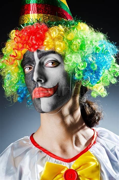 Funny Clown In Studio Shooting Stock Image Colourbox