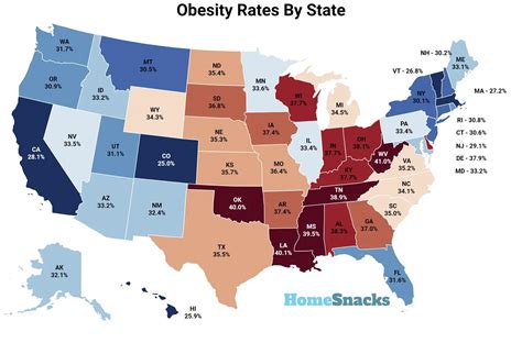Most And Least Obese States For 2023 Homesnacks