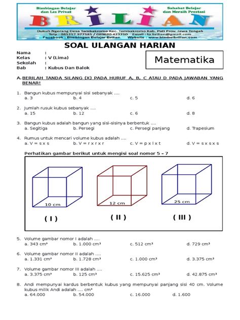 Contoh soal segiempat dan segitiga matematika smp 1. Soal Matematika Sd Tentang Volume Bangun Ruang