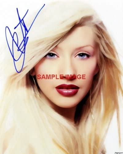 Christina Aguilera Sexy Signed Blue Eyes Red Lips Photo Everything Else
