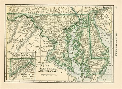 1911 Vintage Atlas Map Page Pennsylvania On One Side And Maryland