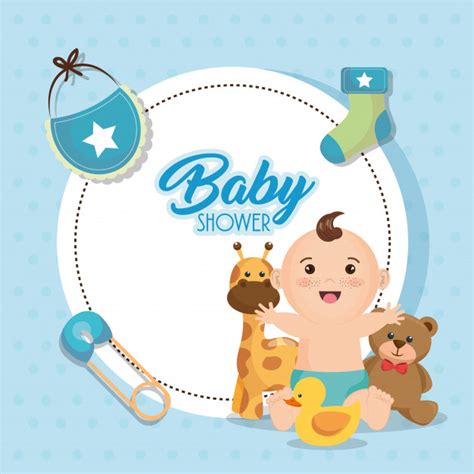 Develop your own words greeting cards. Baby shower card with little boy Vector | Free Download