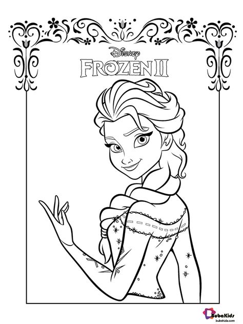 Frozen 2 Beautiful Queen Elsa Coloring Page