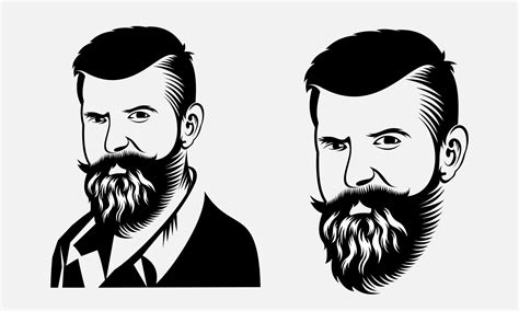 Black And White Silhouette Of A Bearded Man 5108321 Vector Art At Vecteezy