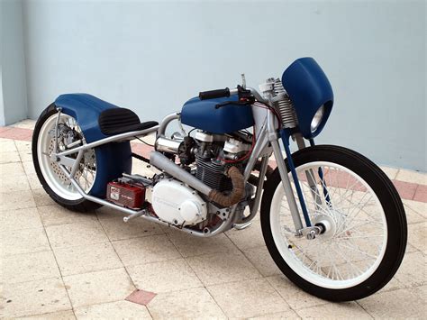 Custom Bike Motorcycle Superman Blue Bobber Cafe Racer Full Custom