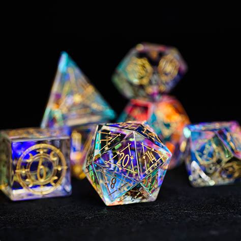 Limited Edition Polyhedral Crystal Dice Setglass Gemstone Dnd Etsy