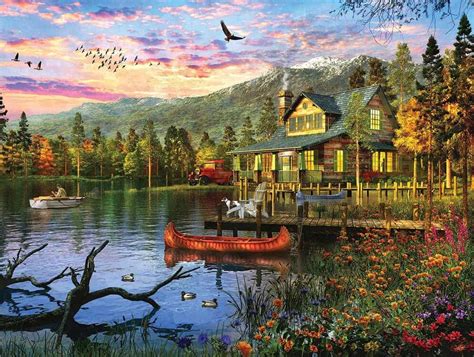 Loved this puzzle so much! Sunset Cabin - 500 Piece Jigsaw Puzzle - White Mountain ...
