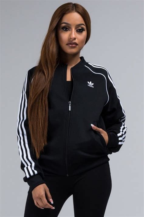 front view adidas somewhere to be track jacket in black adidas jacket women jacket outfit