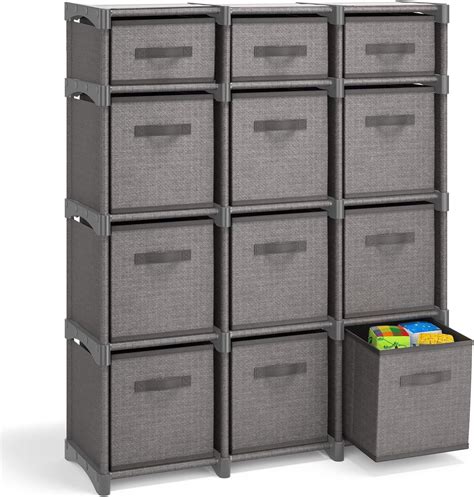 12 Cube Storage Organizer Gray Storage Cubes Organizer Shelves Sturdy Cubbies Storage Shelves