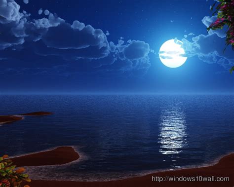 Blue Moon On Beach Hd Wallpaper Windows 10 Wallpapers