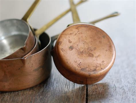 Set Of 4 Antique Copper Measuring Cups Farmhouse Kitchen Etsy