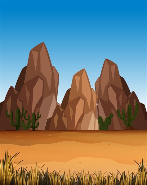 Desert scene with mountains and field 302955 - Download Free Vectors ...