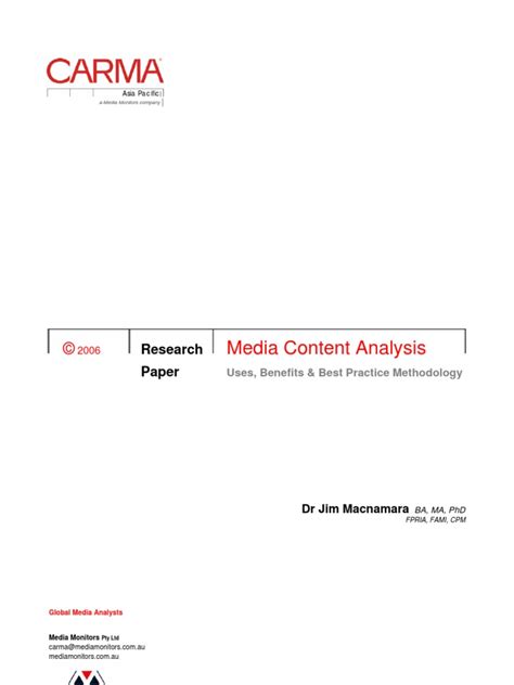 The purpose of this critique is to evaluate the content within each section of the article. Media Content Analysis Research Paper | Qualitative ...