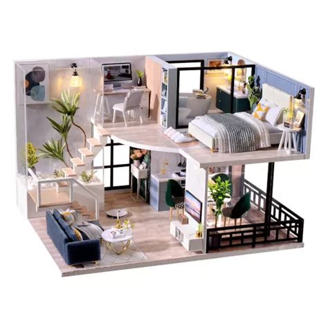 Diy Dollhouse Kit Modern Living Room Miniature Doll House Etsy