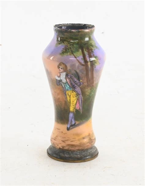 Sold Price Antique French Hand Painted Enamel Vase April 6 0122 10