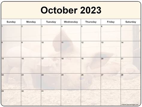 Collection Of October 2023 Photo Calendars With Image Filters