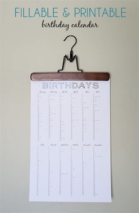 7 Best Images Of Birthday Reminder Chart Printable Free Printable