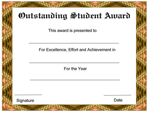 Outstanding Student Award Certificate Certificatetemplatenet