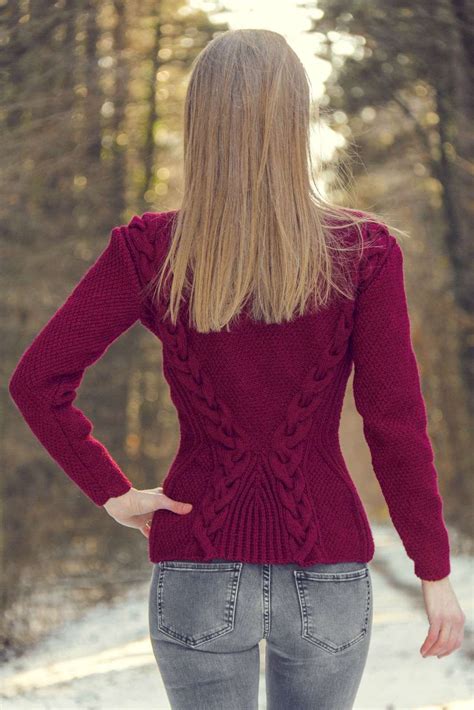 Red Cable Knit Wool Sweater Supertanya Supertanya