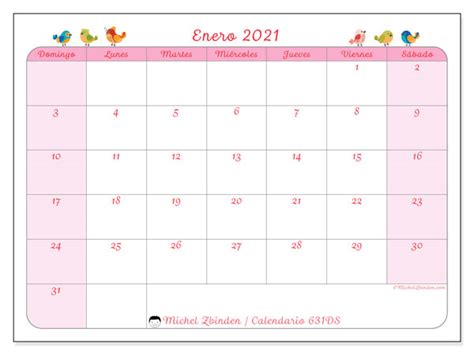 Calendario “631ds” Enero De 2021 Para Imprimir Michel Zbinden Es