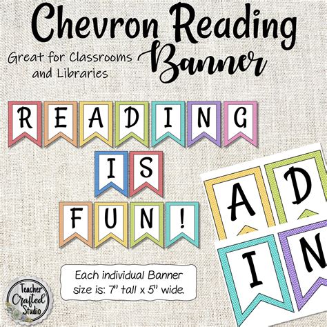 Printable Chevron Reading Banner Classroom Library Reading Etsy