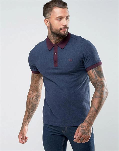 Lyst Fred Perry Slim Fit Wool Blend Polo With Contrast Collar And
