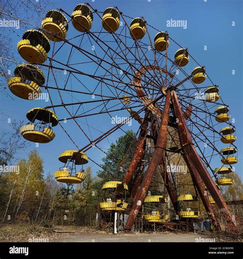 An Abandoned Radioactive Ferris Wheel At An Amusement Park In Pripyat