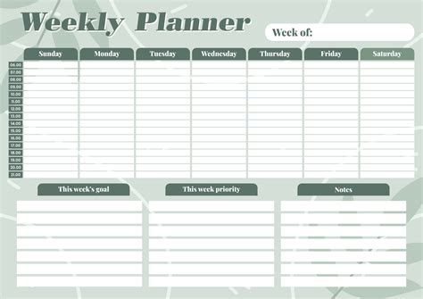 Printable Hourly Weekly Planner Printable Templates