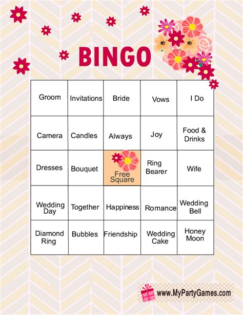 Bridal Bingo Template Free