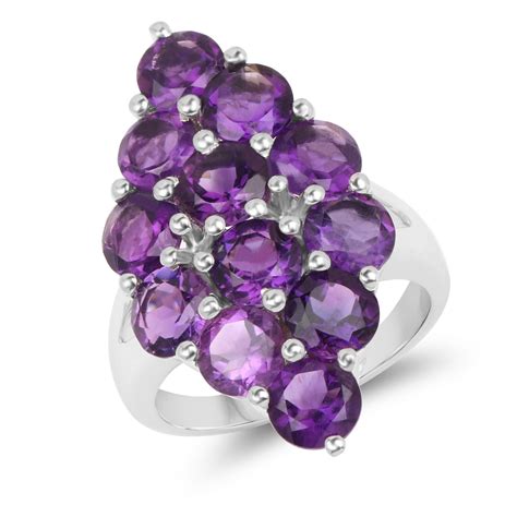 Sterling Silver Genuine Amethyst Ring Carat Multiple Sizes
