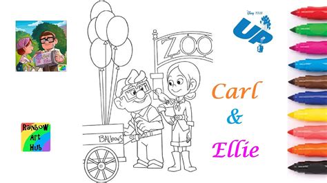 UP Movie Coloring Page Carl And Ellie Pixar Disney Coloring Pages