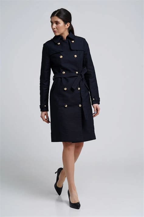 Double Breasted Trench Coat Womens Gold Buttons