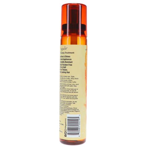 Cyclopentasiloxane, phentyl trimethicone, dimethicone, isododecane, argania spinosa kernel oil, tocopheryl acetate, amodimethicone, ethylhexyl methoxycinnamate, fragrance (parfum) Agadir - Argan Oil Spray Treatment - 5.1 Oz