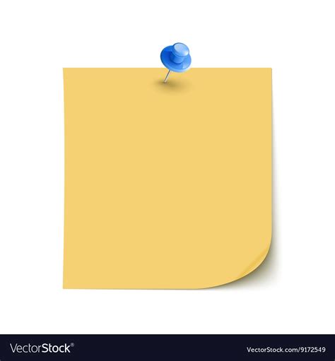 Note Paper With Pin On White Background Royalty Free Vector